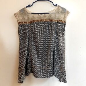 Anthropologie Embroidered Silky Blouse